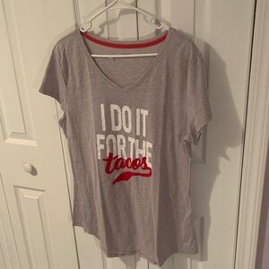 NWOT Tacos! Gray and Red Graphic Women's Top